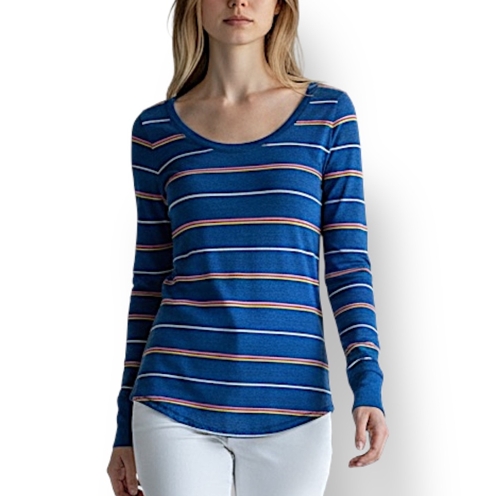 4/$20 Mossimo Blue Striped Long Sleeve Casual Tee Medium